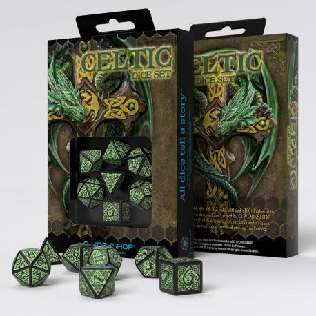 Set de dés - Celtic 3D Revised - Noir & Vert
