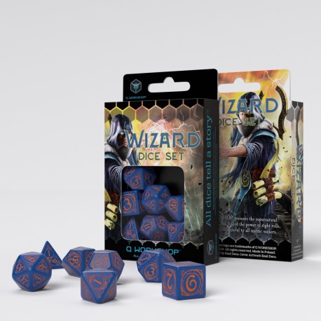 Set de dés - Magicien - Bleu Foncé & Orange