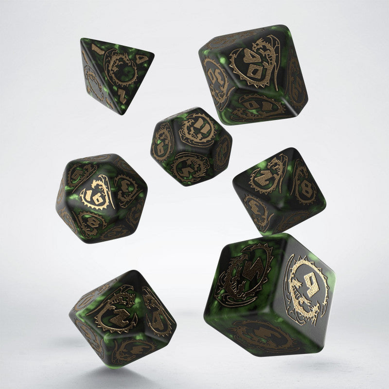 Set de dés - Dragons - Vert Bouteille & Or