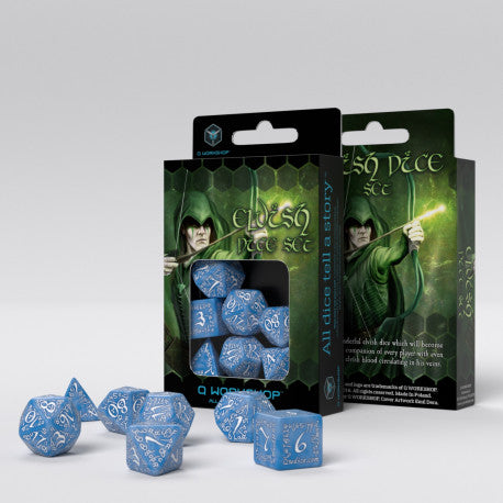 Set de dés - Elfique - Glacier & Blanc