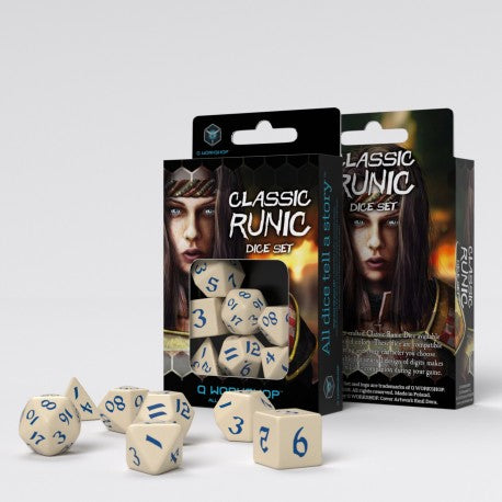 Set de dés - Runique Classique - Beige & Bleu