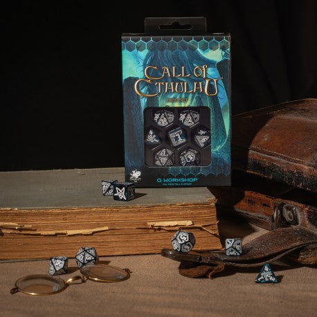 Set de dés - L'Appel De Cthulhu - Abyssal & Blanc