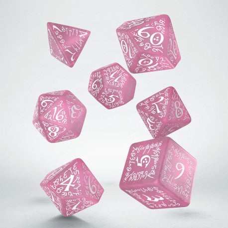 Set de dés - Elfique Rose Scintillant & Blanc
