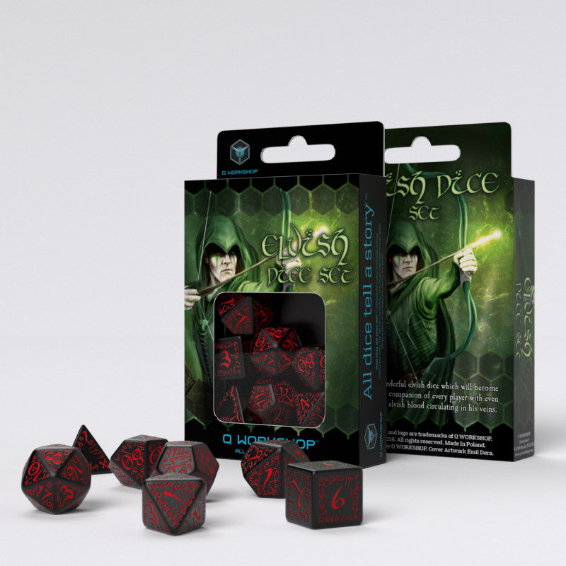 Set de dés - Elfique - Noir & Rouge
