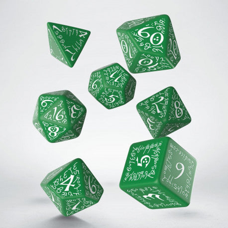 Set de dés - Elfique - Vert & Blanc