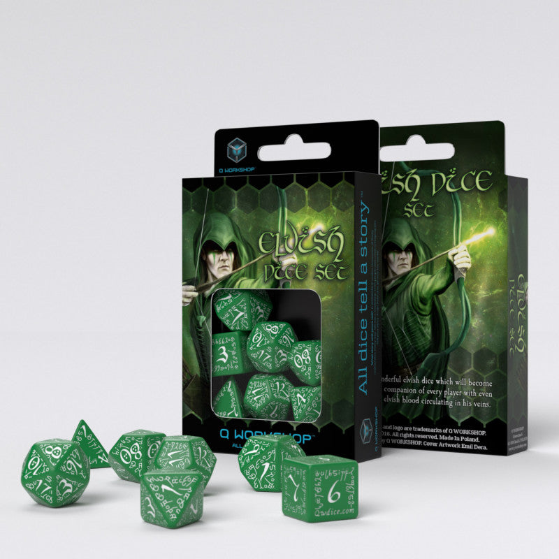 Set de dés - Elfique - Vert & Blanc