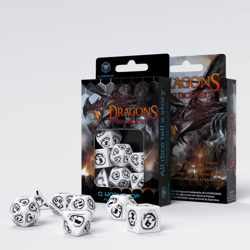 Set de dés - Dragons - Blanc & Noir