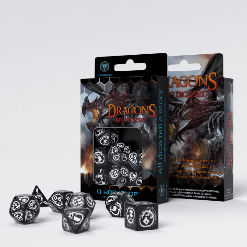 Set de dés - Dragons - Noir & Blanc