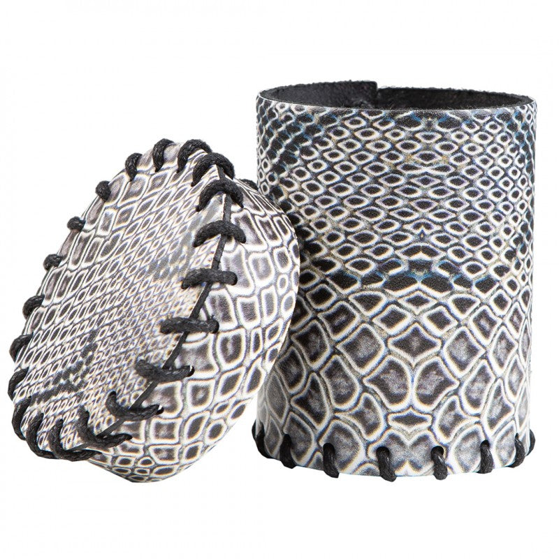 Gobelet à dés "Peau de Dragon Blanc" en cuir véritable
