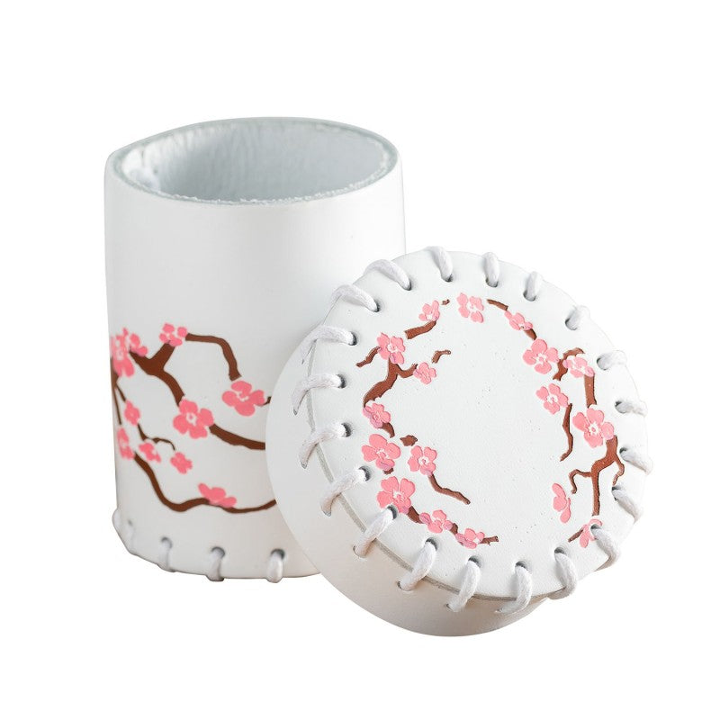 Gobelet à dés "Cerisier Japonais en fleur Sakura" en cuir véritable
