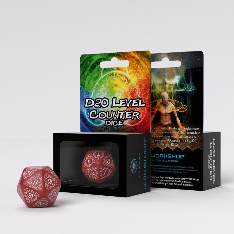 Gros dé D20 30 mm Rouge/Blanc - QWorkshop