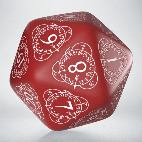 Gros dé D20 30 mm Rouge/Blanc - QWorkshop
