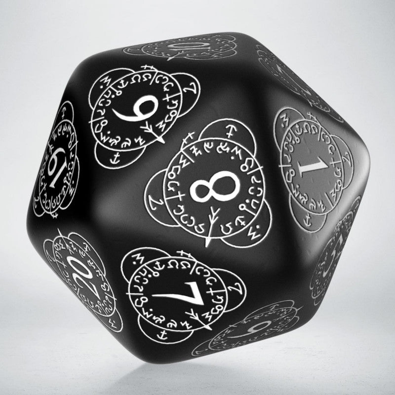 Gros dé D20 30 mm Noir/Blanc - QWorkshop