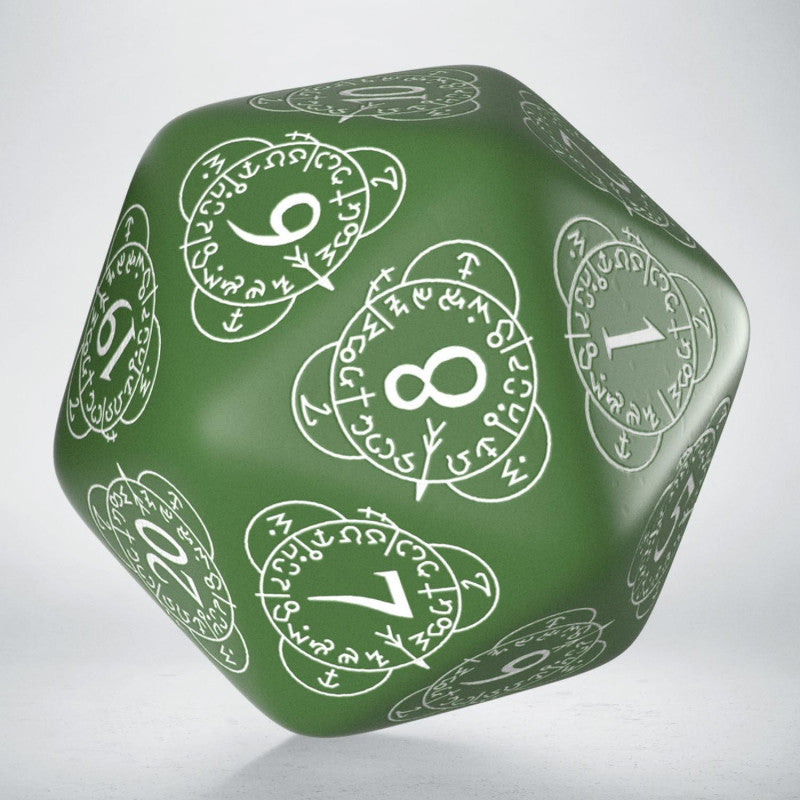 Gros dé D20 30 mm Vert/Blanc - QWorkshop