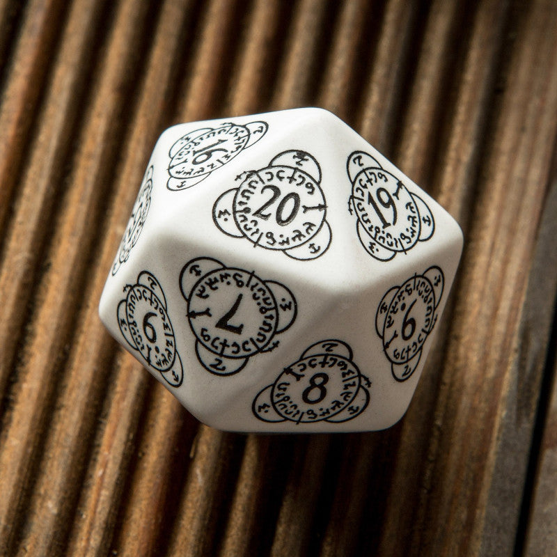 Gros dé D20 30 mm Blanc/Noir - QWorkshop