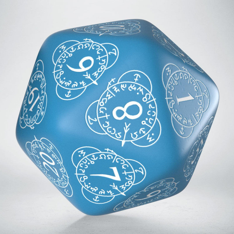 Gros dé D20 30 mm Bleu/Blanc - QWorkshop