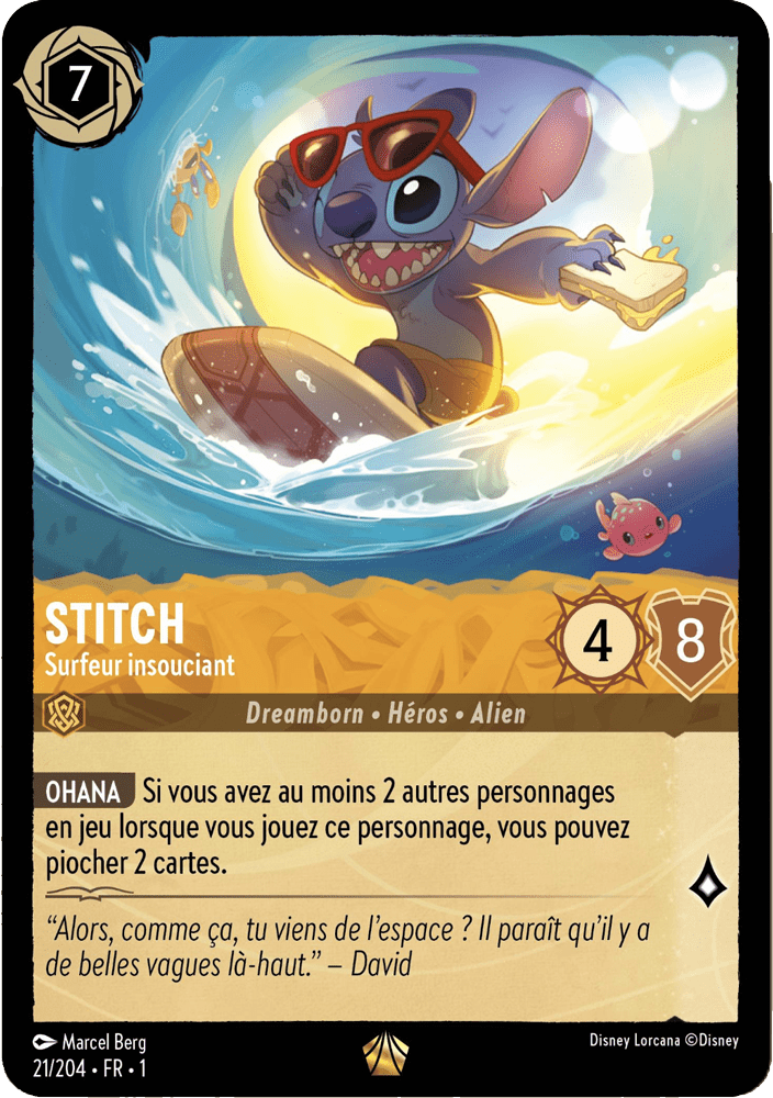 Stitch - Surfeur insouciant 21/204 - Lorcana S1 FR