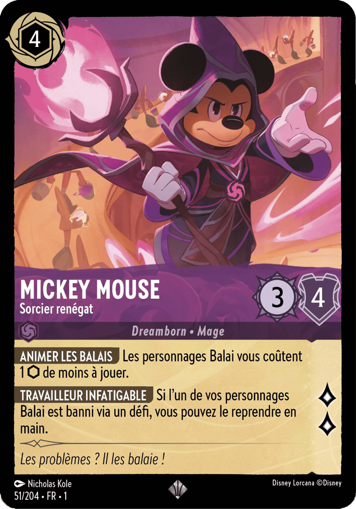 Mickey Mouse - Sorcier renégat 51/204 - Lorcana S1 FR